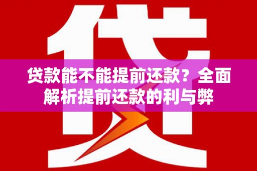 海淀贷款能不能提前还款？全面解析提前还款的利与弊